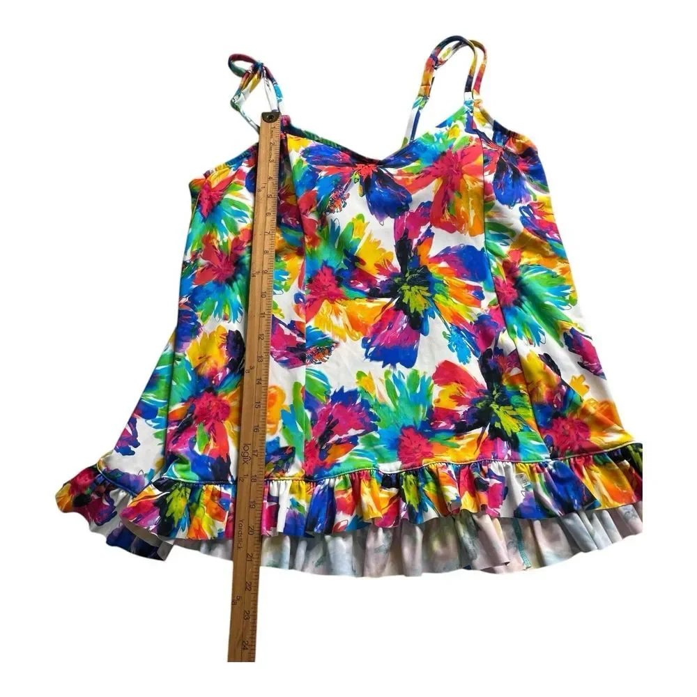 Swim‎ Solutions Women's Triple Tier Printed Tankini Top Swimwear Multi Size 16 - Picture 9 of 14